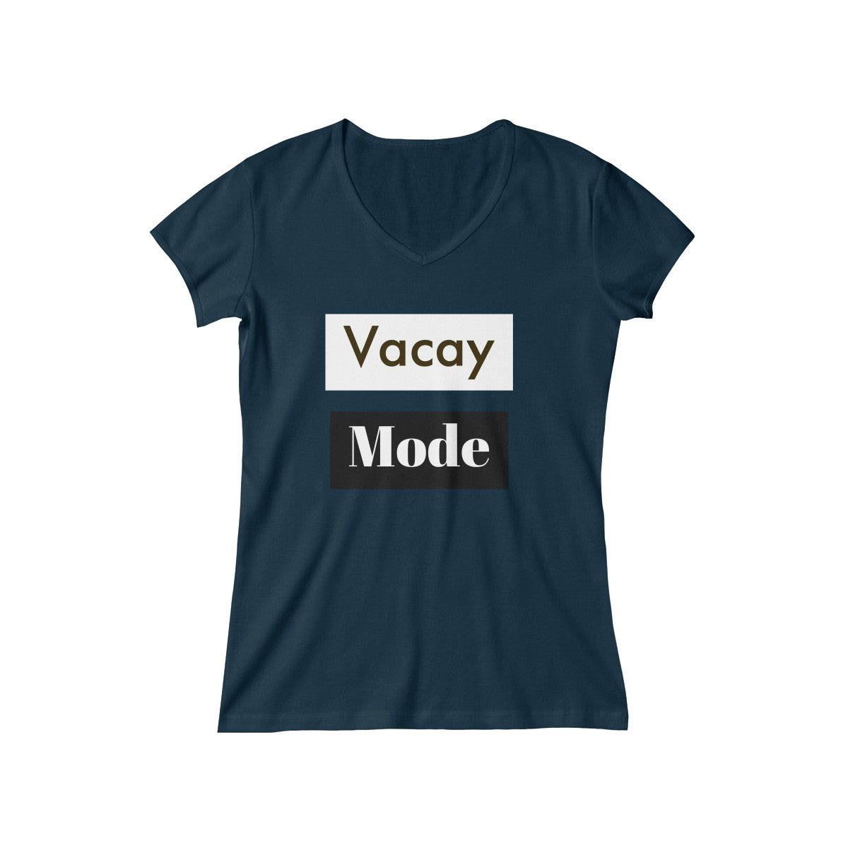 Women's "Vacay Mode" V-Neck Tee (Color Logo)
