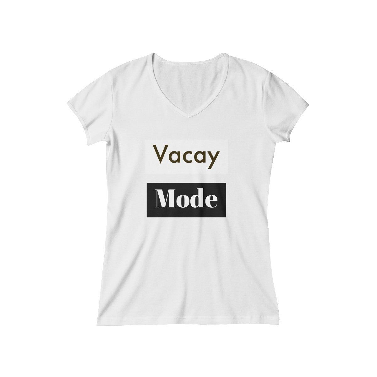 Women's "Vacay Mode" V-Neck Tee (Color Logo)