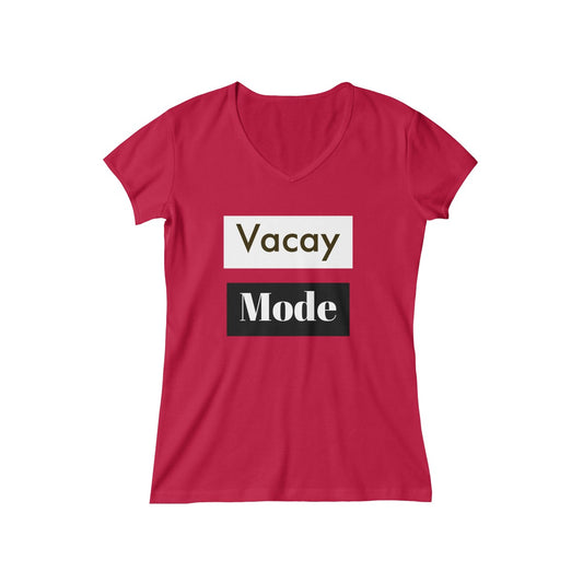 Women's "Vacay Mode" V-Neck Tee (Color Logo)